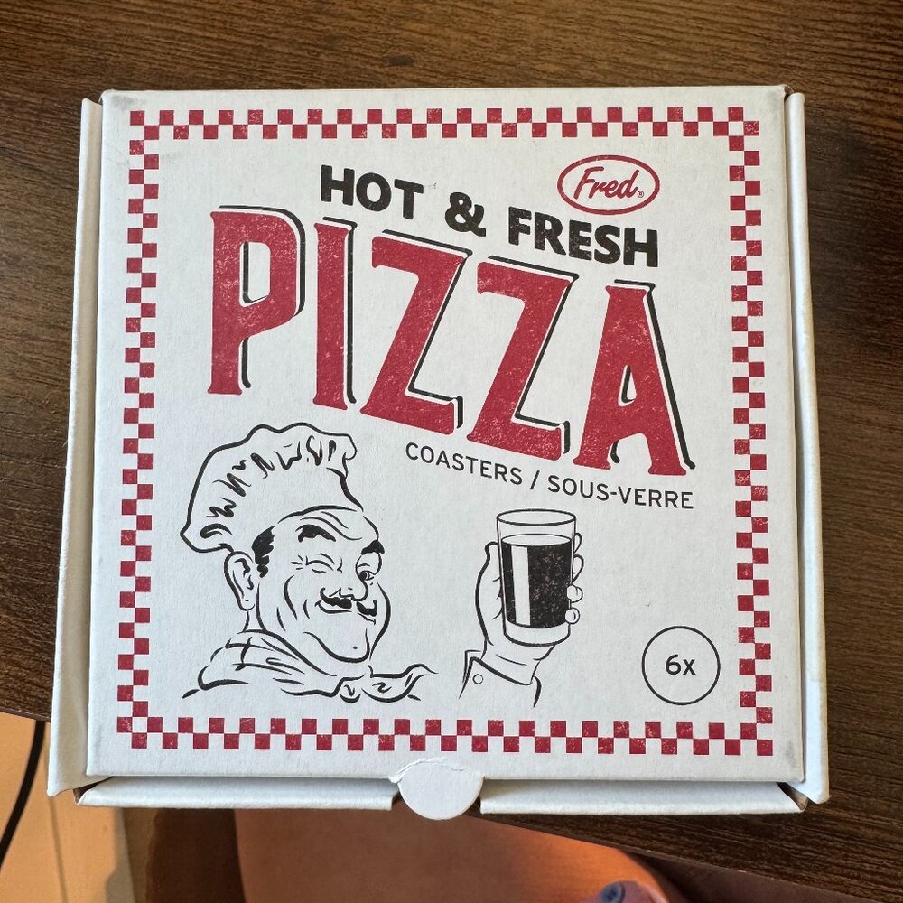 NIB Hot & Fresh Pizza Coaster Set (6) 🍕 Retro Diner Style | Fun Kitchen Decor